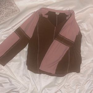 Pink and brown waffle knit sweater. Lightweight. Like new.